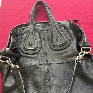Givenchy Nightingale satchel bag in black leather with silver hardware